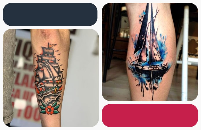 Ship Tattoo Designs, Colorful Ink