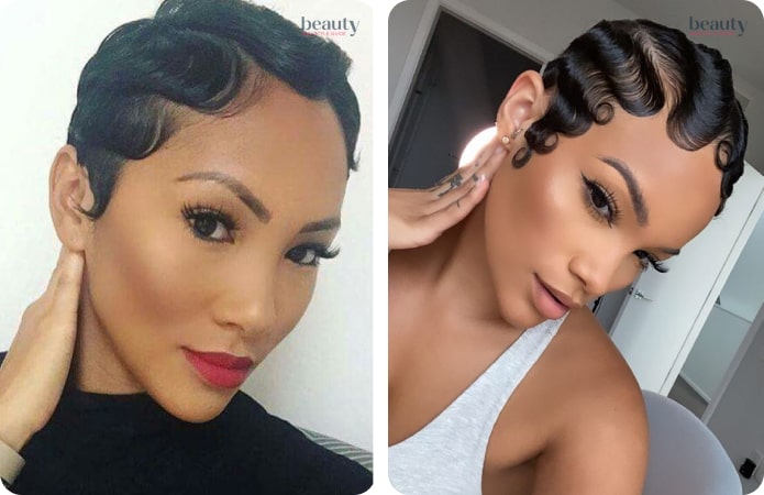 Pixie With Finger Waves For Relaxed Hair