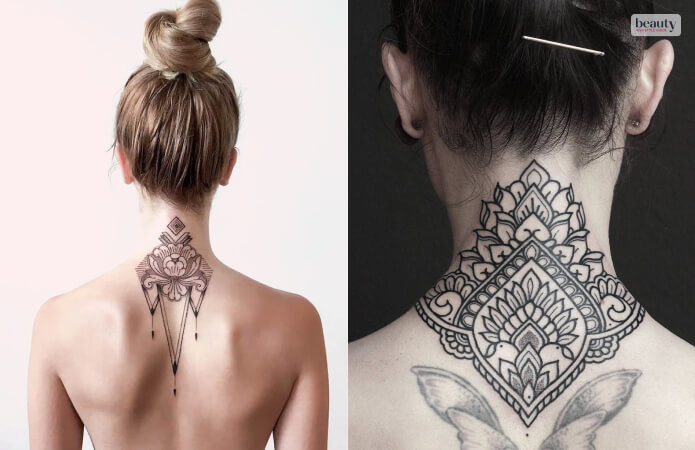 Ornamental Neck Tattoo For A Vintage Vibe