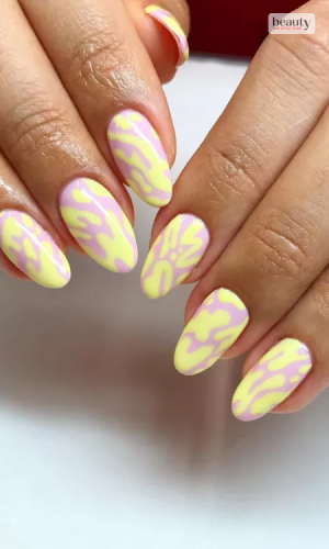 Yellow Swirl Nail Designs   